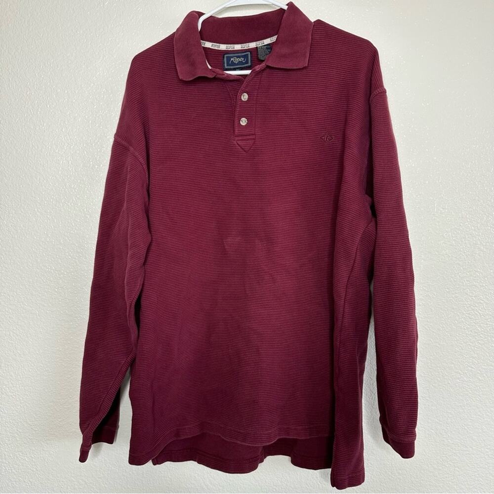 Roper Ribbed Long Sleeve Henley XL